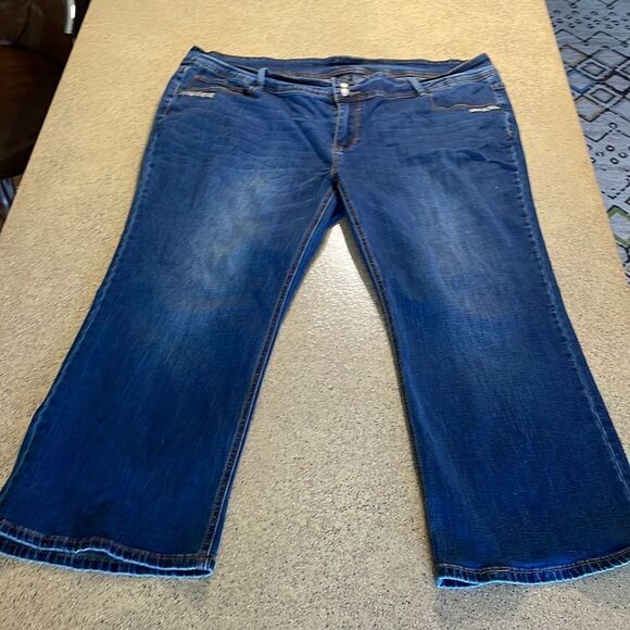 Flare Leg Cropped/Capri Stretch Denim Jeans sz 24W - Picture 1 of 16